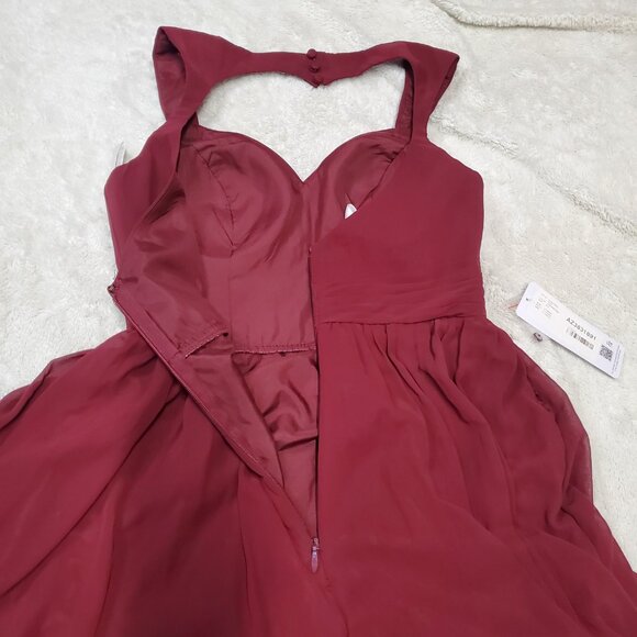 NWT Azazie Rainer Cabernet Red Chiffon Sleeveless Formal Occassion Maxi Dress 10 - Picture 5 of 8